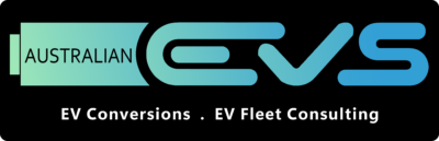 AustralianEVS LOGO colour on black Australian EV Conversions.Fleet Consulting 400x129